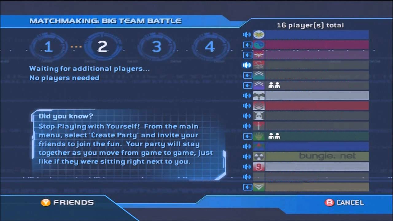 A screenshot of an online lobby between matches in Halo 2.