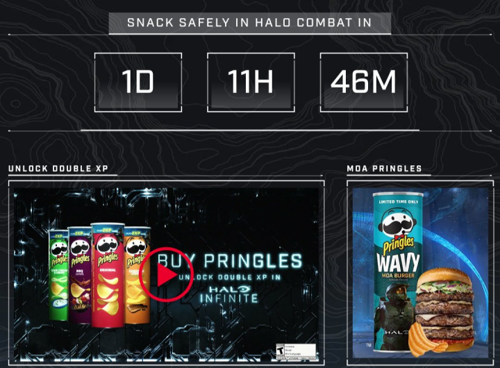 A screenshot of a countdown on the promotional Halo Pringles tie-in site.