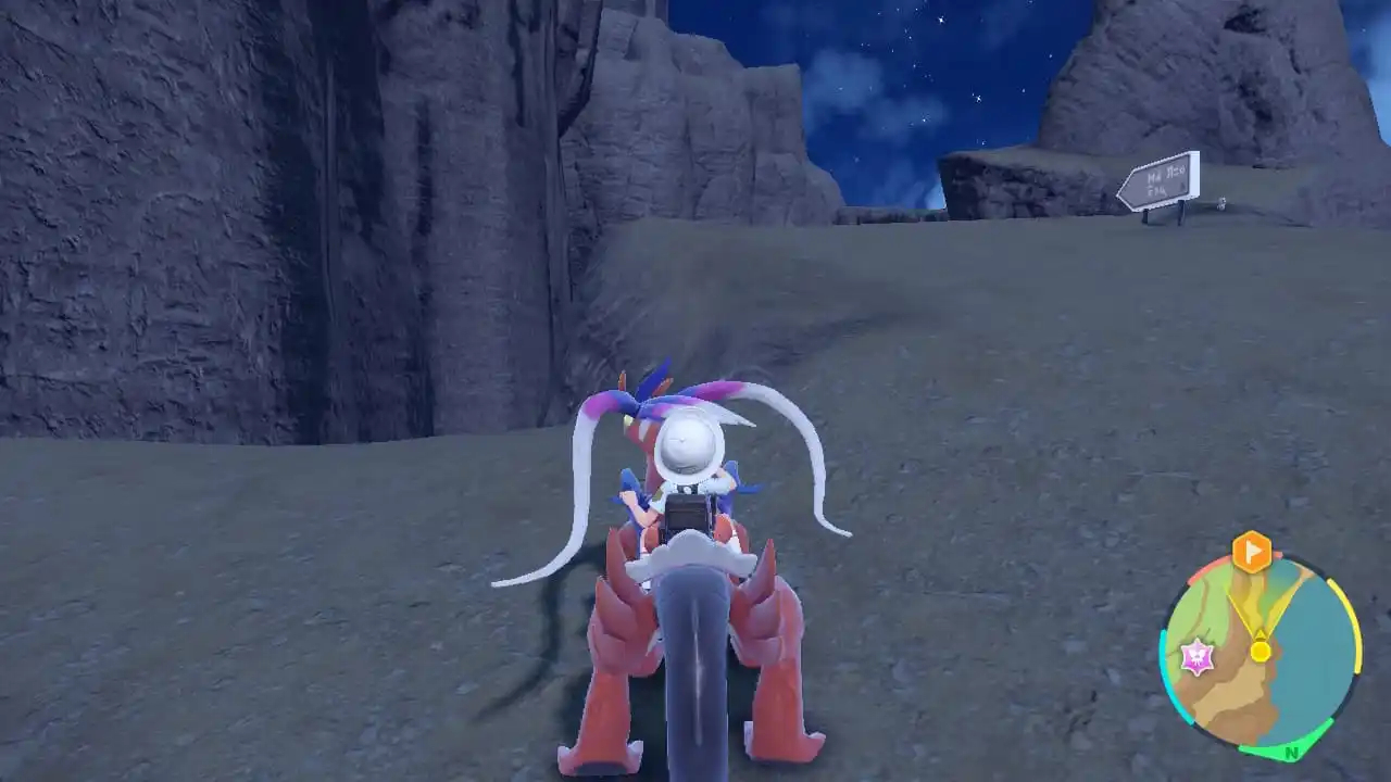 A screenshot of a rocky path in Pokémon Scarlet.