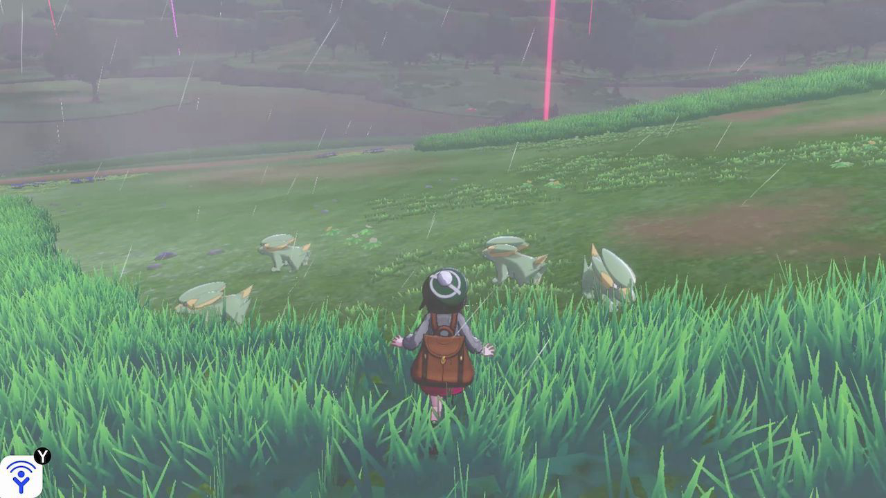 A screenshot of the Wild Area from Pokémon Sword and Shield.