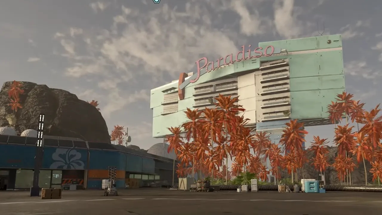 A screenshot of the Paradiso resort from Starfield.