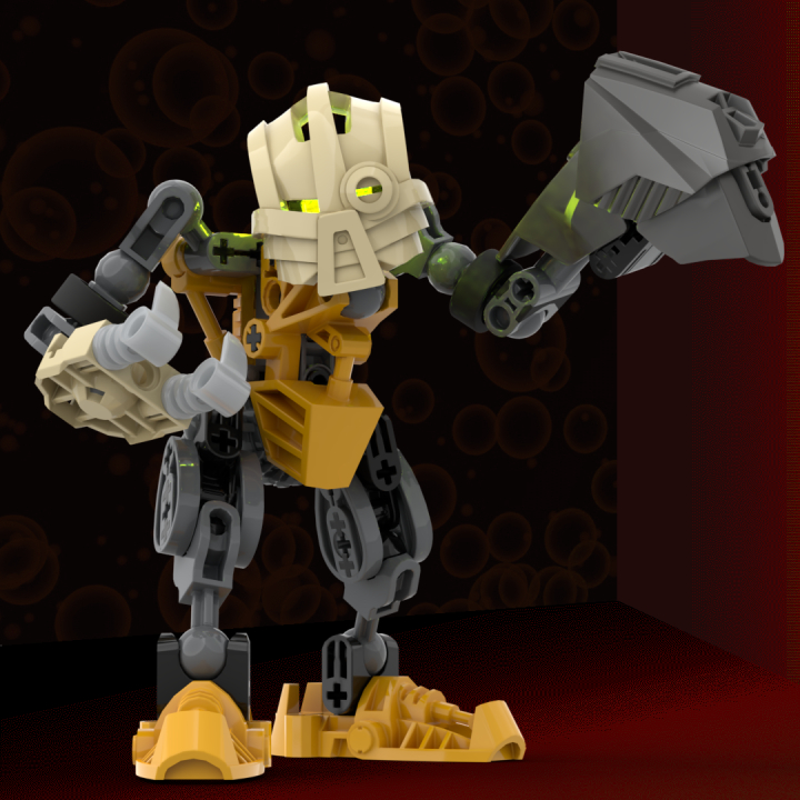 A rendering of HYPERFIXT's very own digital MOC of a Matoran.