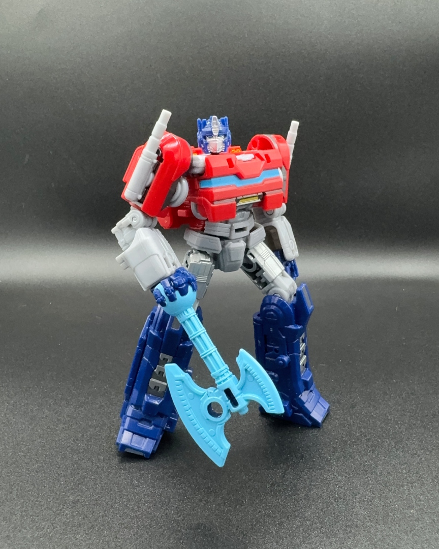 A picture of One Prime Changer Optimus Prime in robot mode.