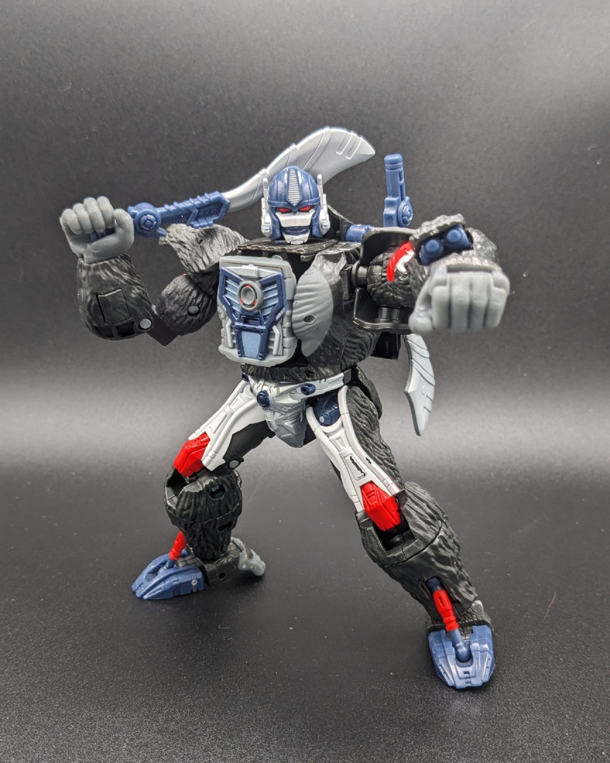 A picture of Optimus Primal in robot mode.