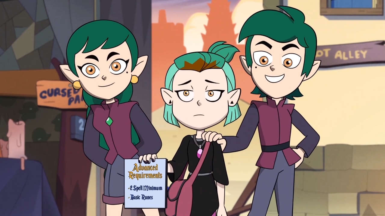 A screenshot from Adventures in the Elements, with Amity and her older siblings.