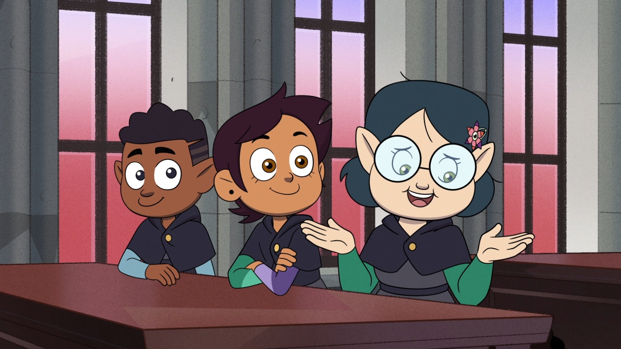 A screenshot from Wing It Like Witches, with Willow explaining her new-found confidence to her friends.