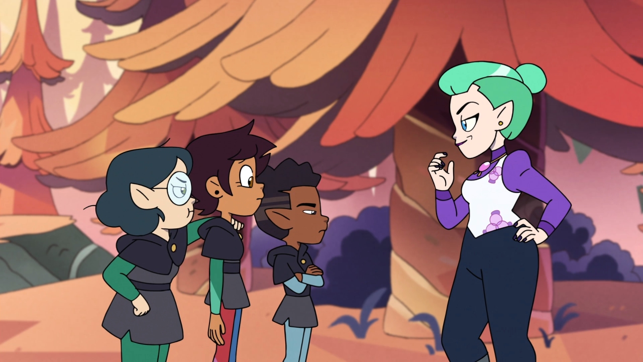 A screenshot from Escaping Expulsion, with Odalia offering up a deal to Luz and her friends.