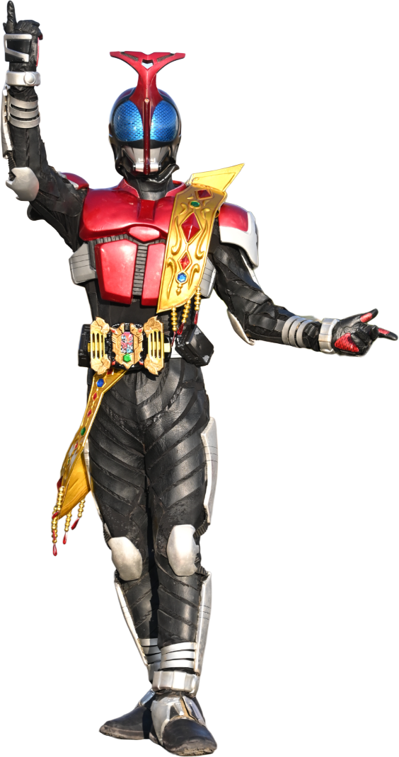 An extracted image of Kamen Rider Kabuto's suit, as worn by Kamen Rider Legend in Kamen Rider Gotchard.